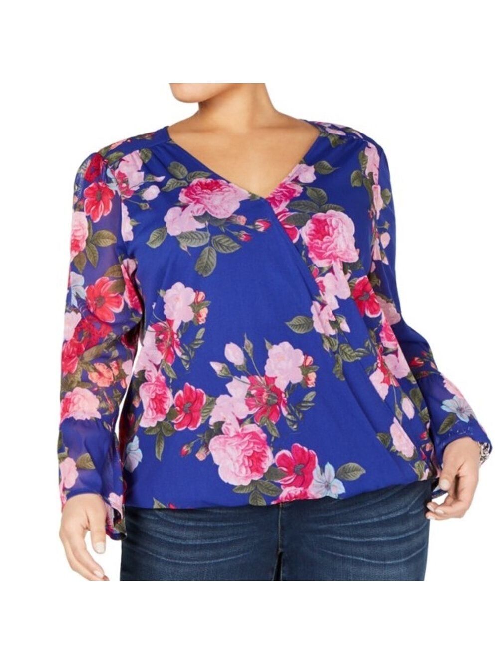 INC Concepts surplice pullover blouse colorful floral Woman’s size 2X - Picture 2 of 11